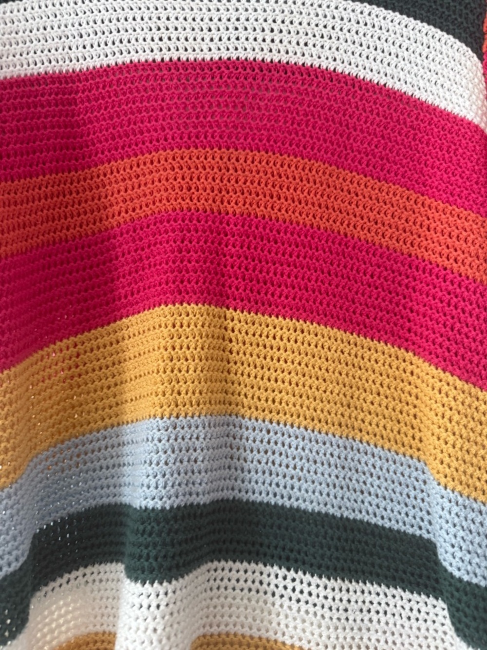 Fun Evereve Striped Multi-ColorCrochet Short Sleeve Top, Sz Lg but Fits Like M - Picture 4 of 5